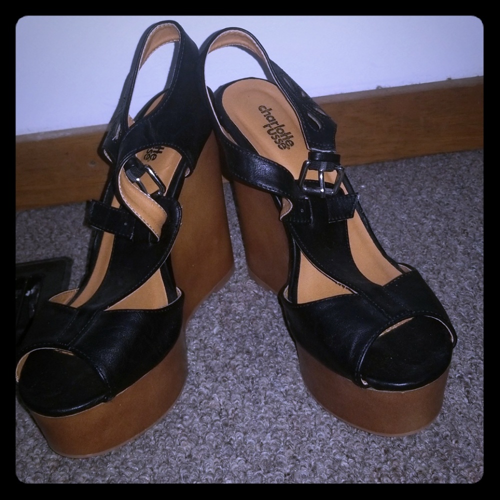 Open toe wedge heels